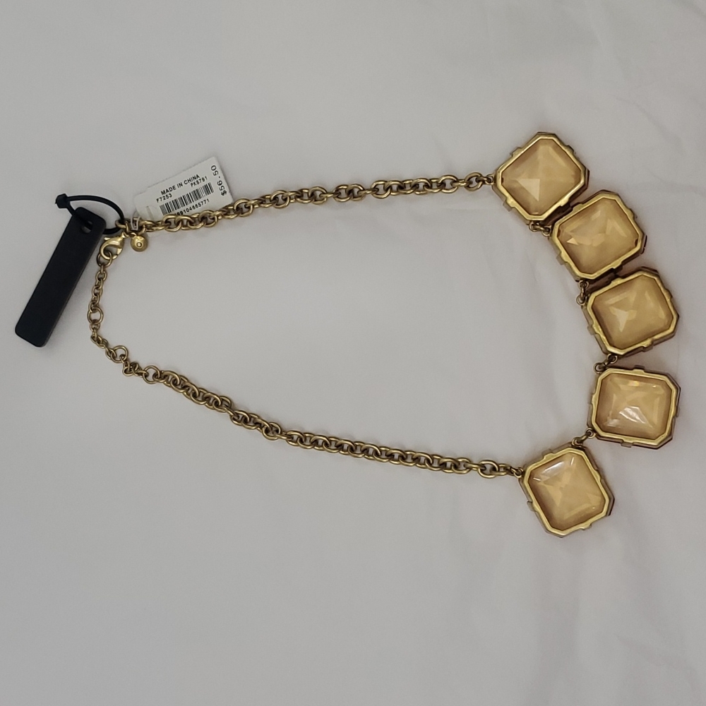 J. Crew Chucky faux amber & Gold necklace - Picture 2 of 13